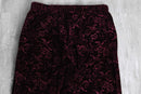 velour flower pattern wine  red easy pants