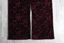velour flower pattern wine  red easy pants