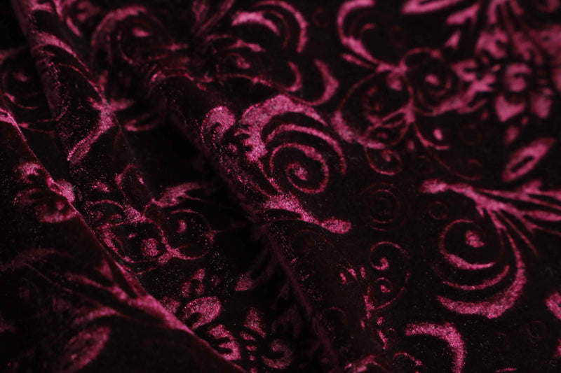 velour flower pattern wine  red easy pants