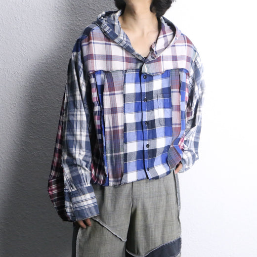 "Re:make" check patchwork shirt hoodie