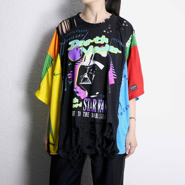 "Re:make" destroy&stitch design docking wide Tee