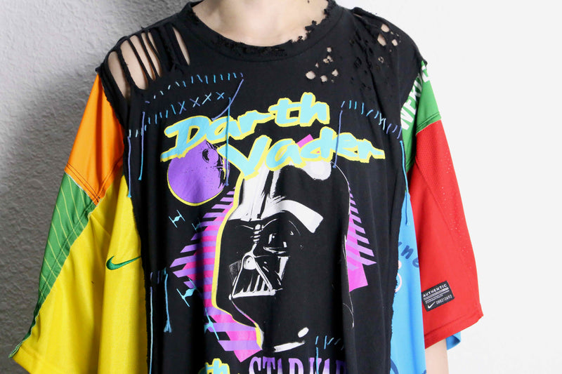 "Re:make" destroy&stitch design docking wide Tee