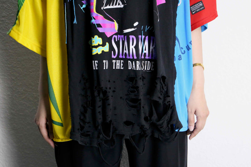 "Re:make" destroy&stitch design docking wide Tee