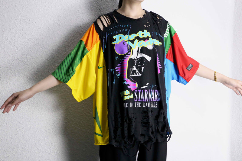 "Re:make" destroy&stitch design docking wide Tee