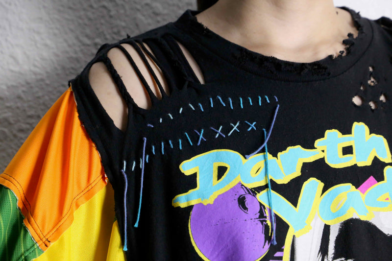 "Re:make" destroy&stitch design docking wide Tee