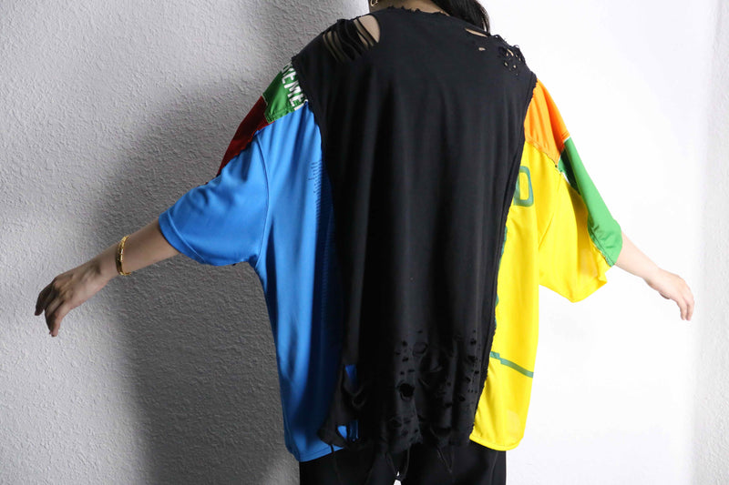 "Re:make" destroy&stitch design docking wide Tee