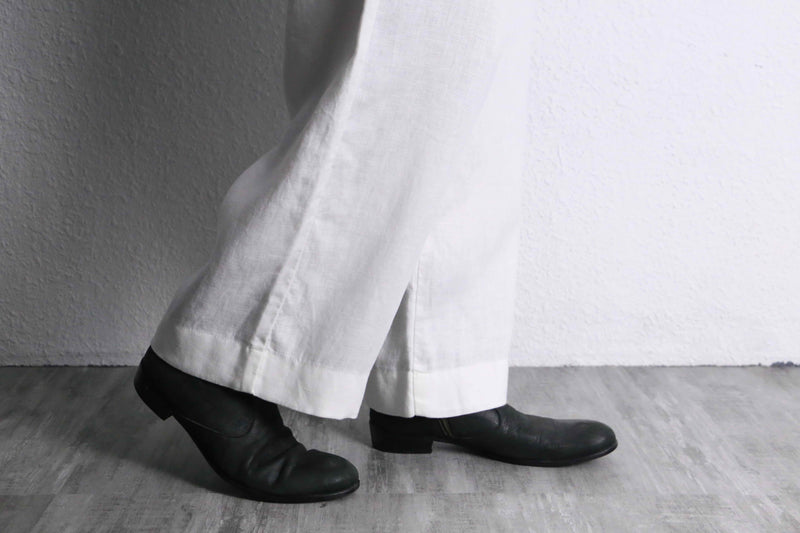 white linen easy wide pants