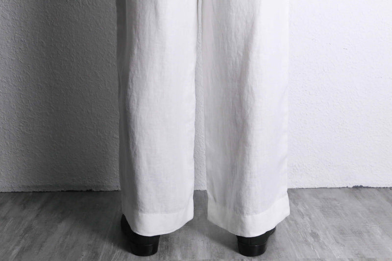 white linen easy wide pants