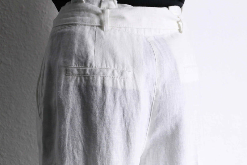white linen easy wide pants