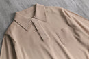 beige big collar polo shirt