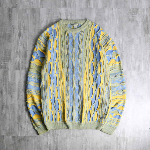 light blue × yellow warm color 3D knit
