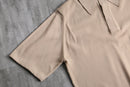 beige big collar polo shirt