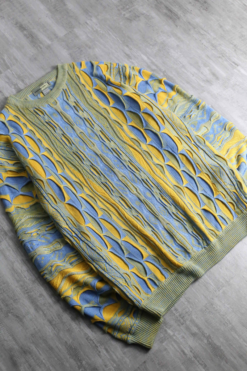 light blue × yellow warm color 3D knit