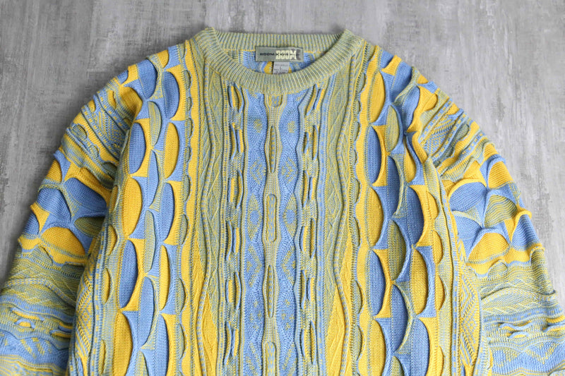 light blue × yellow warm color 3D knit