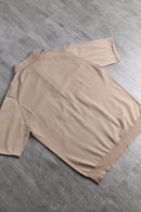 beige big collar polo shirt