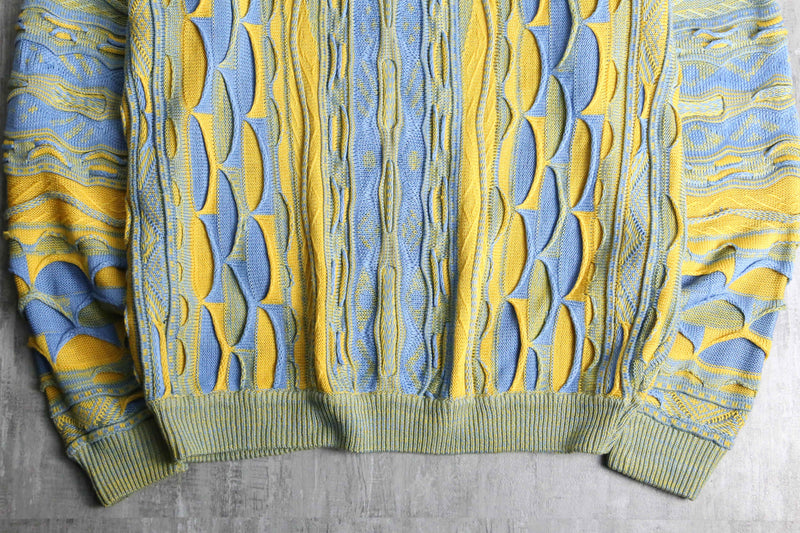 light blue × yellow warm color 3D knit