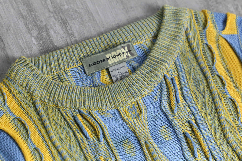 light blue × yellow warm color 3D knit