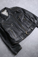 black 4 pockets belted double riders jacket