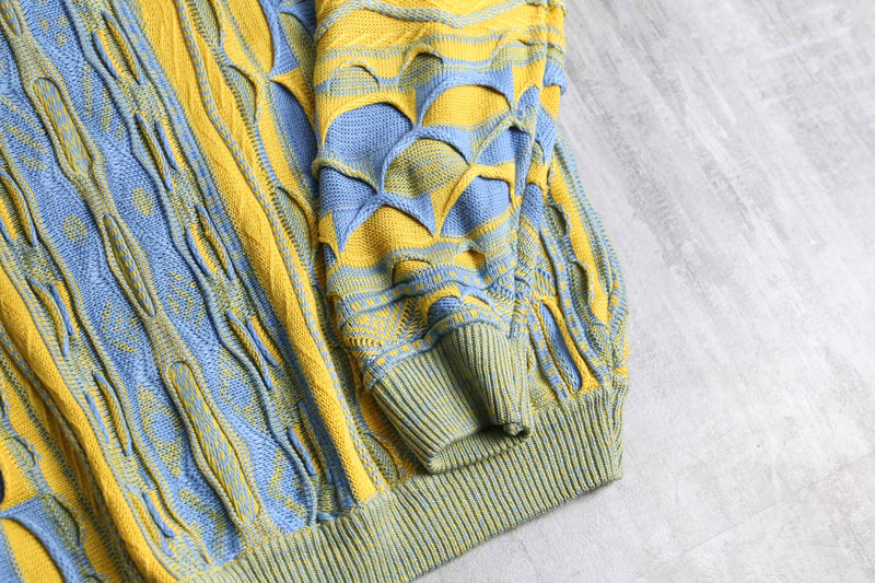 light blue × yellow warm color 3D knit