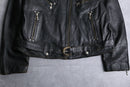 black 4 pockets belted double riders jacket