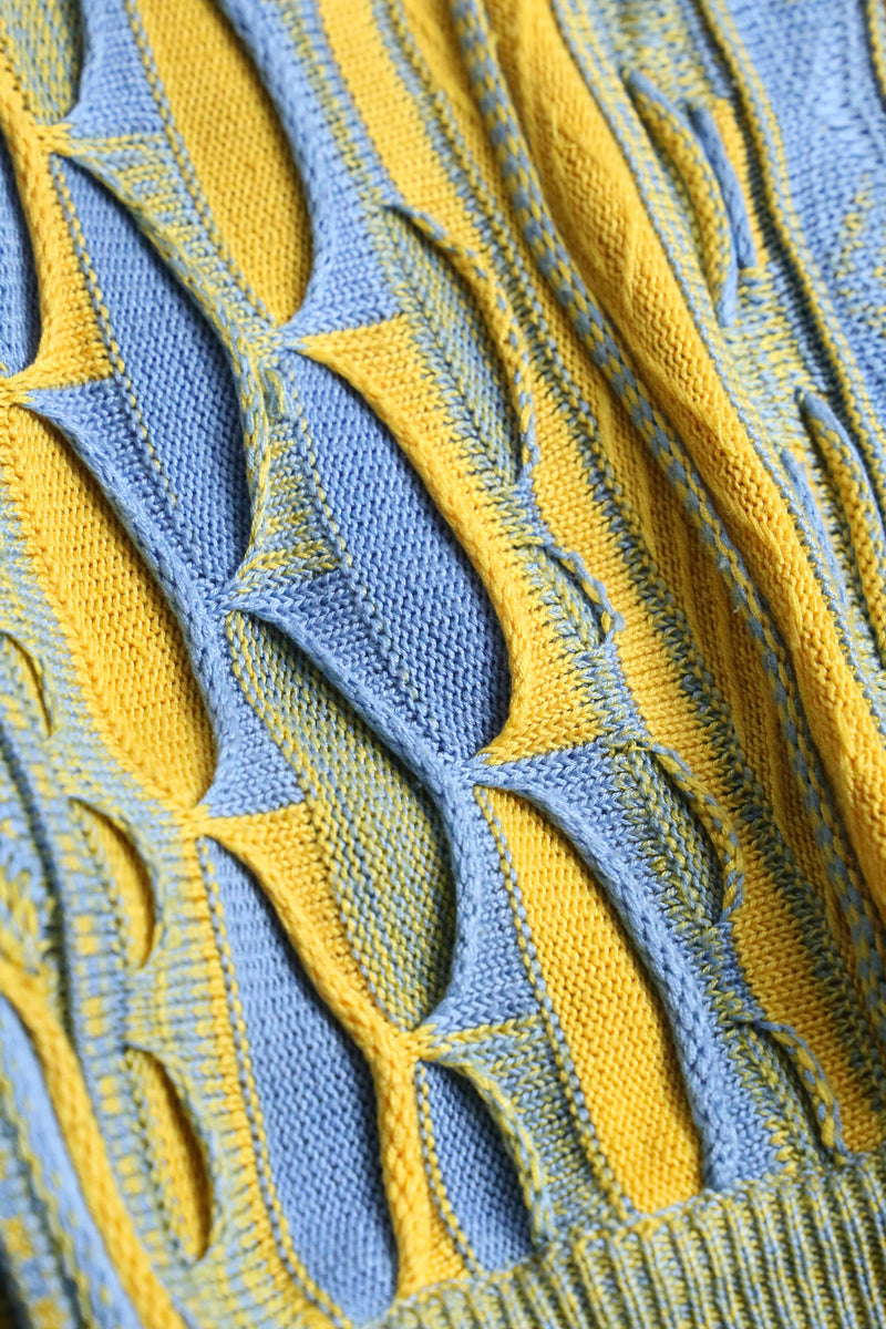 light blue × yellow warm color 3D knit