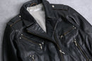 black 4 pockets belted double riders jacket
