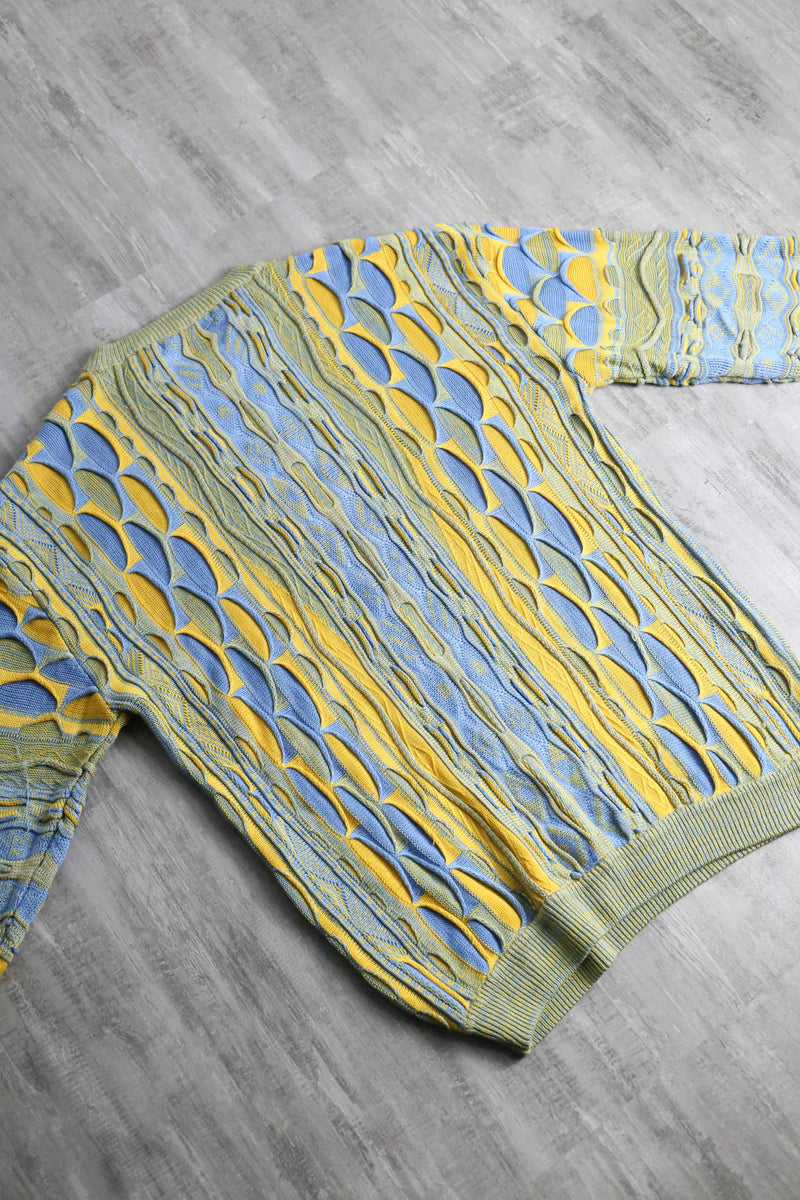 light blue × yellow warm color 3D knit