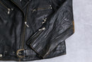 black 4 pockets belted double riders jacket