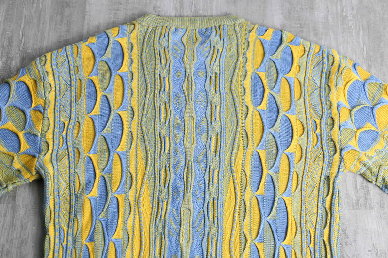 light blue × yellow warm color 3D knit