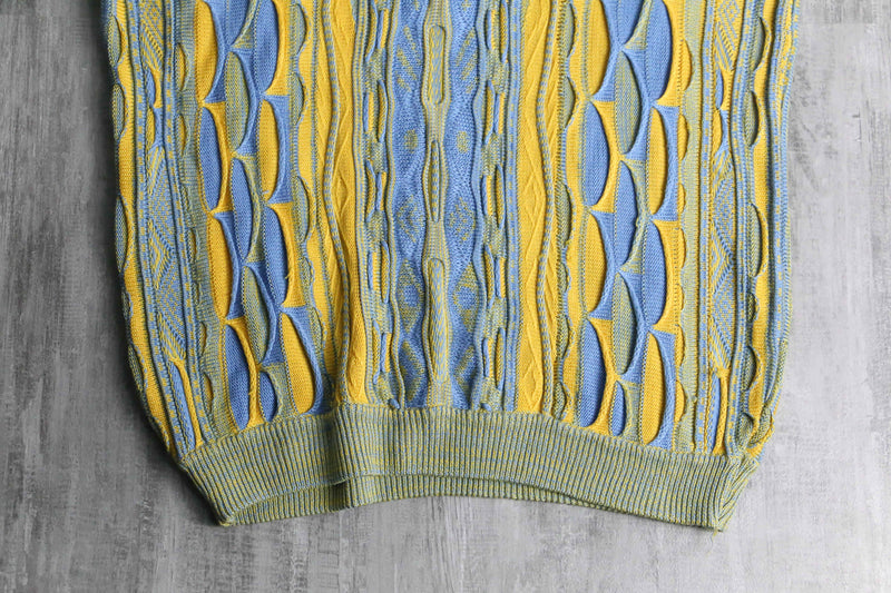 light blue × yellow warm color 3D knit