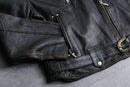 black 4 pockets belted double riders jacket