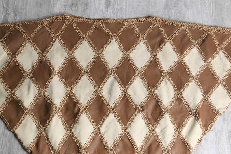 argyle pattern leather switch short sleeve knit