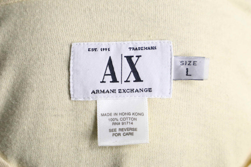 "ARMANI EXCHANGE" cream henley neck over pullover