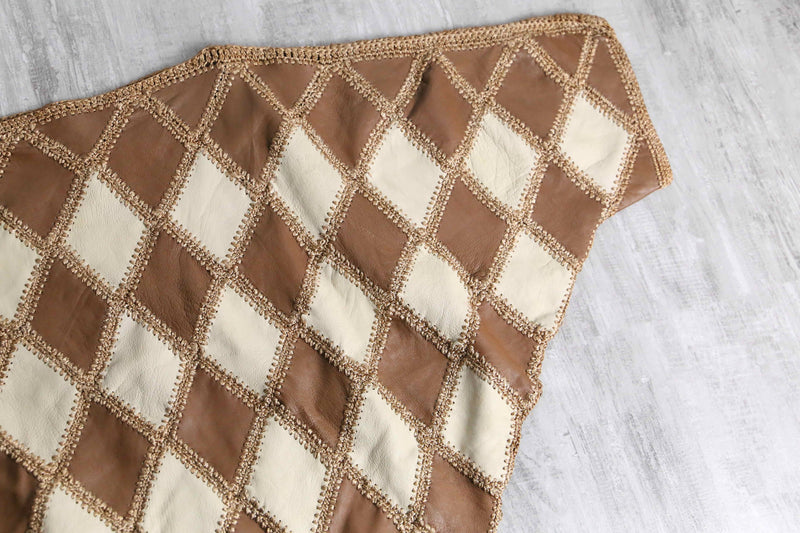 argyle pattern leather switch short sleeve knit