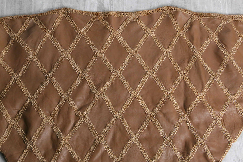 argyle pattern leather switch short sleeve knit