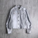 silver coating leather trucker jacket