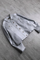 silver coating leather trucker jacket