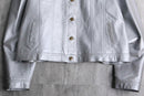 silver coating leather trucker jacket