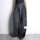 "Re:make" wide straight patchwork black denim pants