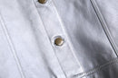 silver coating leather trucker jacket