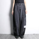 "Re:make" wide straight patchwork black denim pants