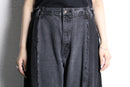 "Re:make" wide straight patchwork black denim pants