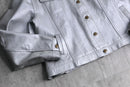 silver coating leather trucker jacket