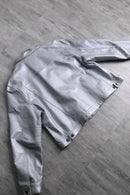 silver coating leather trucker jacket