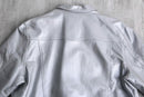 silver coating leather trucker jacket