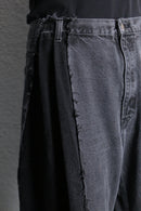 "Re:make" wide straight patchwork black denim pants