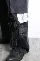 "Re:make" wide straight patchwork black denim pants