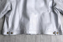 silver coating leather trucker jacket