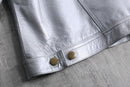 silver coating leather trucker jacket