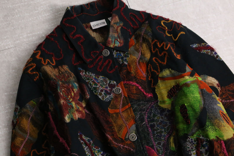 1990s CHICO'S embroidery cotton shirt jacket